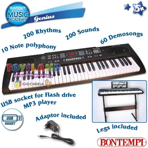 TASTIERA PROFESSIONALE 61 TASTI+GAMBE+USB (166125)