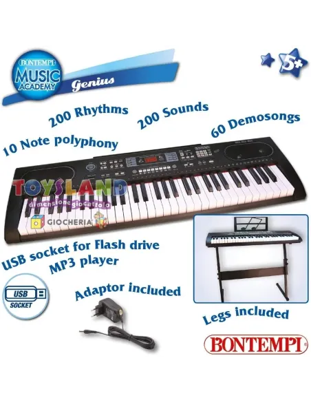 TASTIERA PROFESSIONALE 61 TASTI+GAMBE+USB (166125)