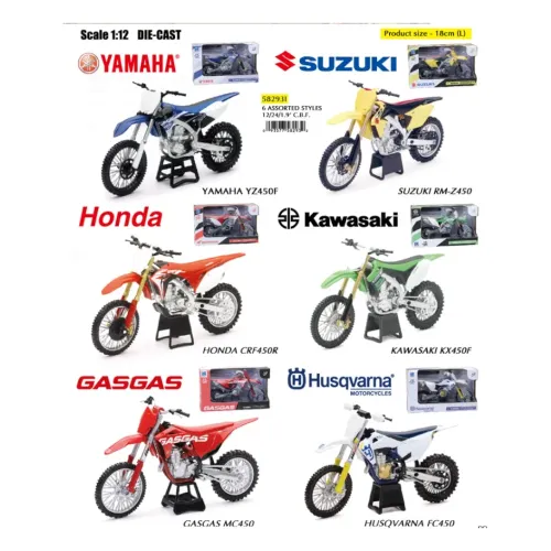 MODELLINO MOTO 1:12 DIECAST JAPAN DIRT BIKES...