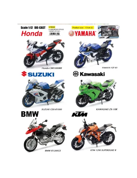 MODELLINO MOTO 1:12 DIE CAST STREET BIKE ASSORTITE (57804)
