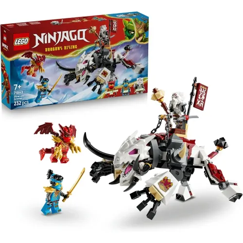 LEGO Ninjago Zilvar e Grimtak la Bestia Drago 71863, confezione