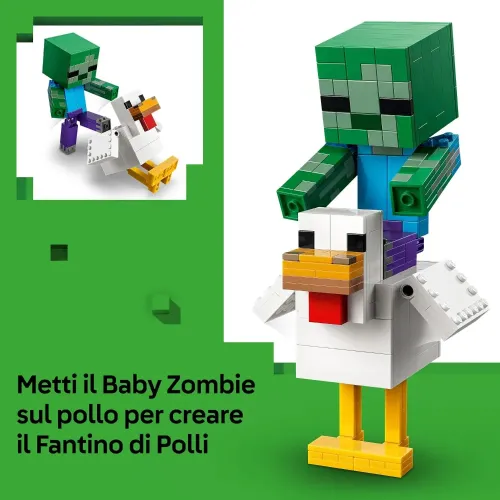 LEGO pollo gigante con zombie costruito
