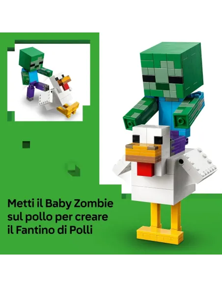 LEGO pollo gigante con zombie costruito