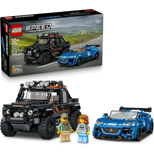 LEGO Speed Champions Jaguar Project 7 e Land Rover Defender 77264, confezione
