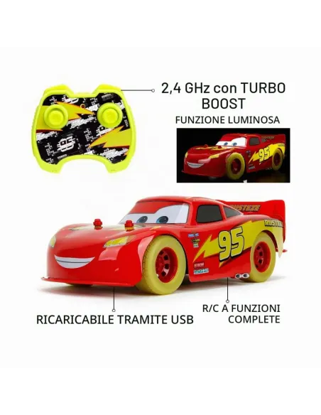 Jada Disney Cars Saetta McQueen Glow Racer radiocomandata 1:14