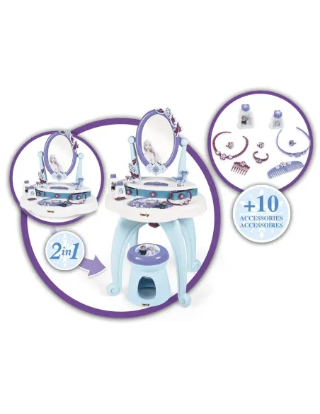 Smoby Frozen specchiera 2 in 1 con sgabello e accessori