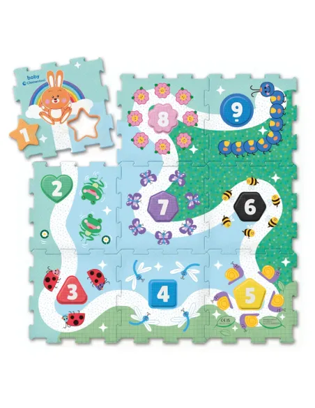 Clementoni Baby 1-2-3 Zoo tappeto puzzle in EVA 90x90 cm con numeri e animali
