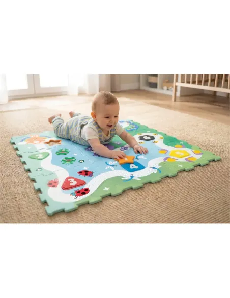 Clementoni Baby 1-2-3 Zoo tappeto puzzle in EVA 90x90 cm con numeri e animali