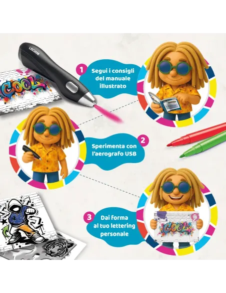 Lisciani I'm a Genius Kids Art Creazioni con l'Aerografo graffiti con aerografo USB