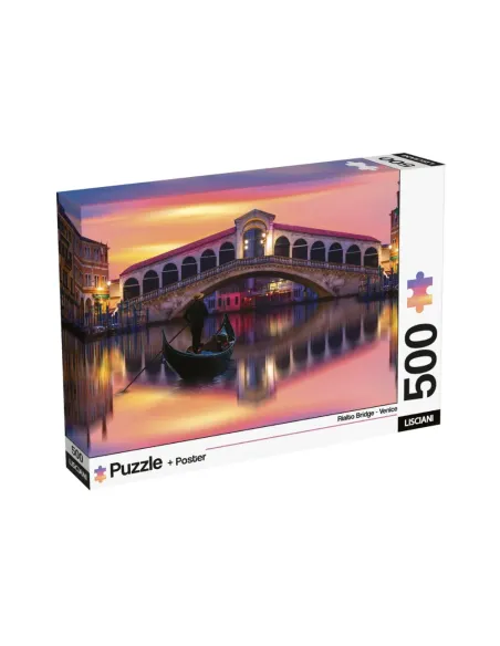 Puzzle 500 pezzi Venezia Ponte di Rialto Lisciani Super Shine con poster 70x50 cm