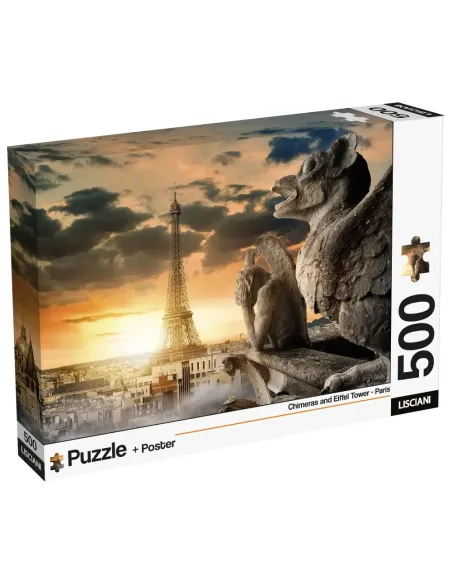 Puzzle 500 pezzi Parigi Torre Eiffel Lisciani Super Shine con poster 70x50 cm