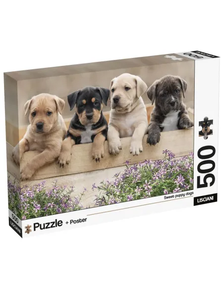 Puzzle 500 pezzi Cuccioli di cane Lisciani Super Shine con poster 70x50 cm