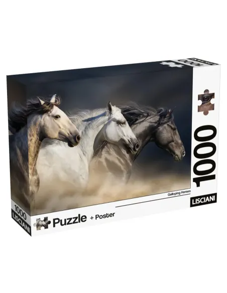 Puzzle 1000 pezzi Cavalli al galoppo Lisciani Super Shine con poster 70x50 cm