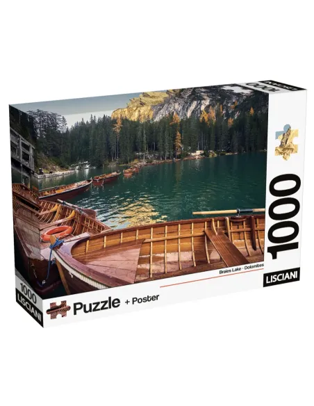 Puzzle 1000 pezzi Dolomiti Lago di Braies Lisciani Super Shine con poster 70x50 cm