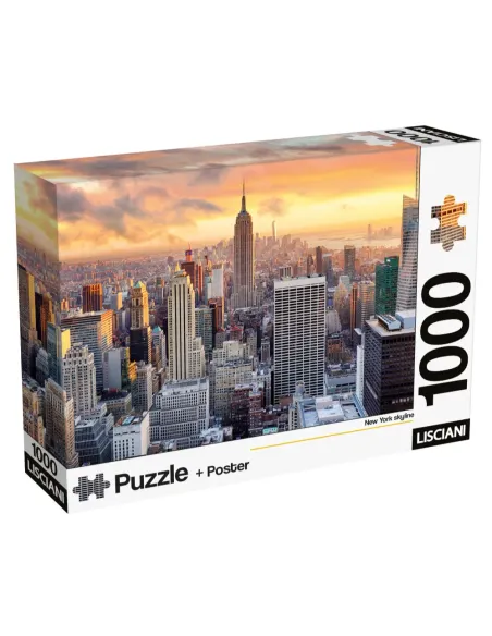 Puzzle 1000 pezzi New York skyline al tramonto Lisciani Super Shine con poster 70x50 cm