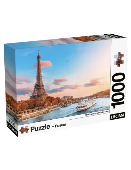 Puzzle 1000 pezzi Parigi Torre Eiffel Lisciani Super Shine con poster 70x50 cm