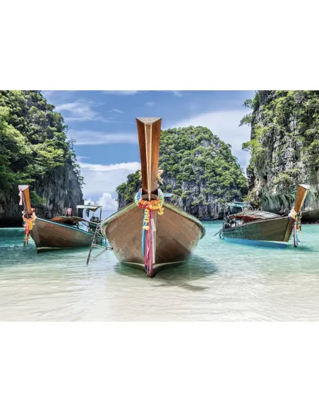 Puzzle 1000 pezzi Thailandia barche long-tail Lisciani Super Shine con poster 70x50 cm