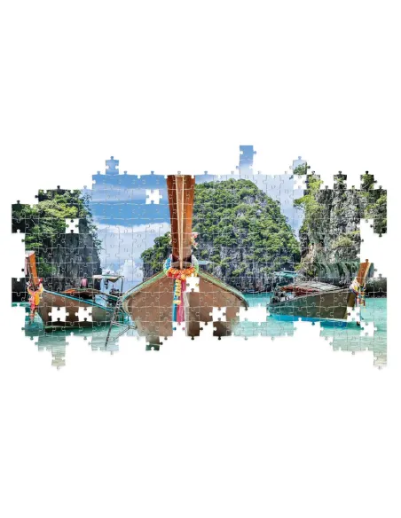 Puzzle 1000 pezzi Thailandia barche long-tail Lisciani Super Shine con poster 70x50 cm