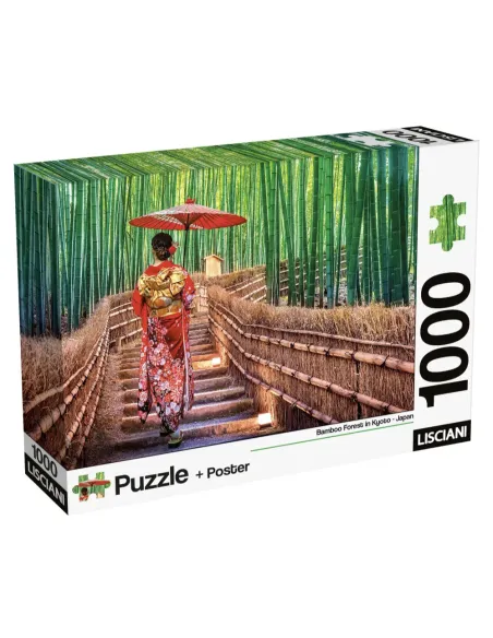 Puzzle 1000 pezzi Giappone foresta di bambù di Kyoto Lisciani Super Shine con poster 70x50 cm