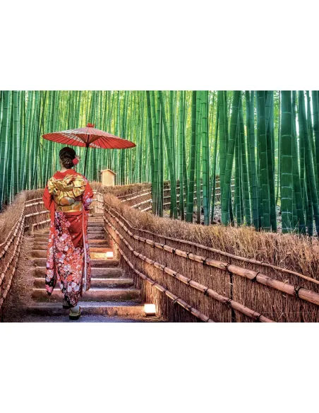 Puzzle 1000 pezzi Giappone foresta di bambù di Kyoto Lisciani Super Shine con poster 70x50 cm