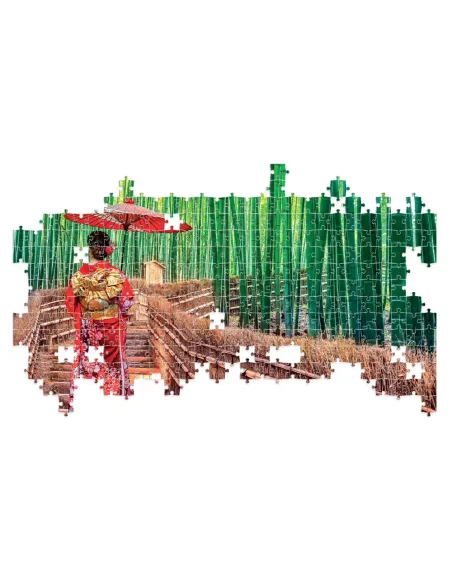Puzzle 1000 pezzi Giappone foresta di bambù di Kyoto Lisciani Super Shine con poster 70x50 cm