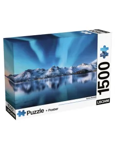 Puzzle 1500 pezzi Aurora Boreale sul fiordo innevato...