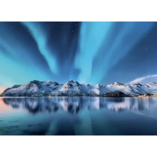 Puzzle 1500 pezzi Aurora Boreale sul fiordo...