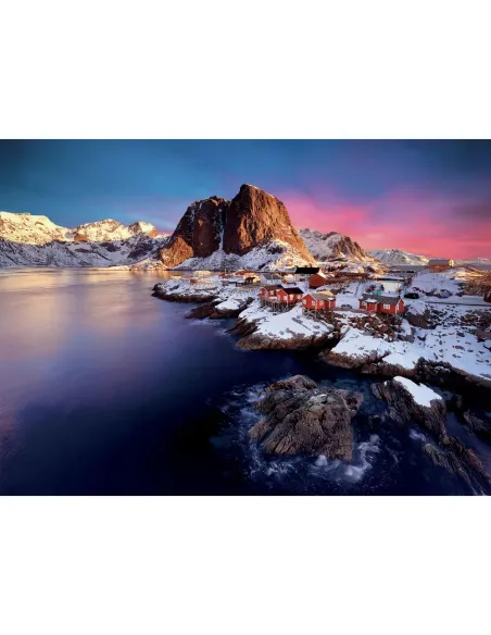 Puzzle 1500 pezzi Aurora Boreale sul fiordo innevato Lisciani Super Shine con poster