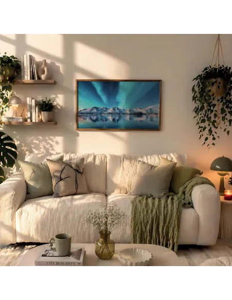 Puzzle 1500 pezzi Aurora Boreale sul fiordo innevato Lisciani Super Shine con poster