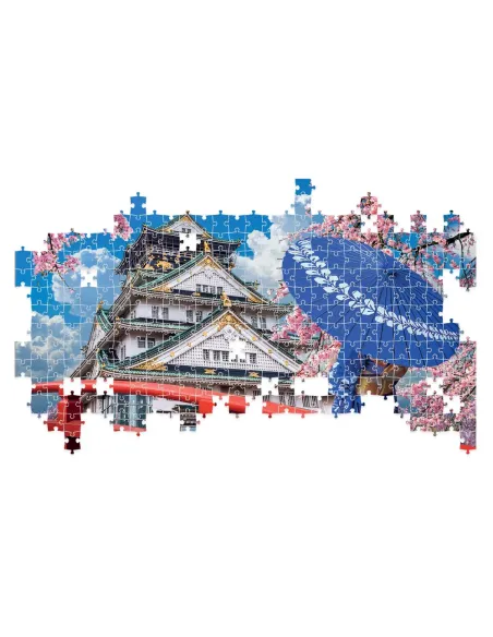 Puzzle 500 pezzi Giappone ciliegi in fiore a Osaka Lisciani Super Shine con poster