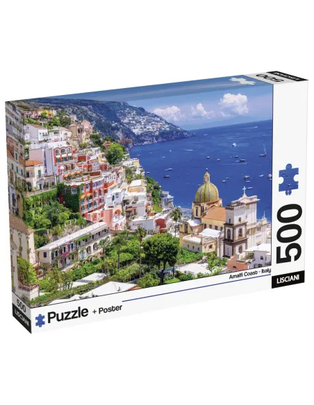 Puzzle 500 pezzi Costiera Amalfitana Positano Lisciani Super Shine con poster