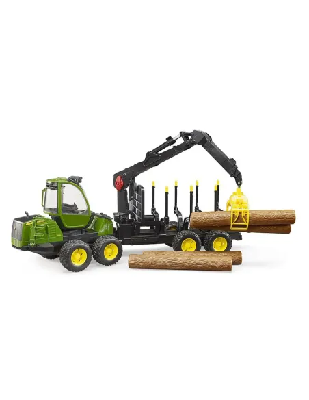 BRUDER TRATTORE FORESTALE JOHN DEERE 1210E CON 4 TRONCHI (02133)