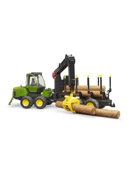 BRUDER TRATTORE FORESTALE JOHN DEERE 1210E CON 4 TRONCHI (02133)