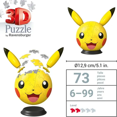 PUZZLE 3D POKEMON PIKACHU 72 PEZZI CON ORECCHIE...