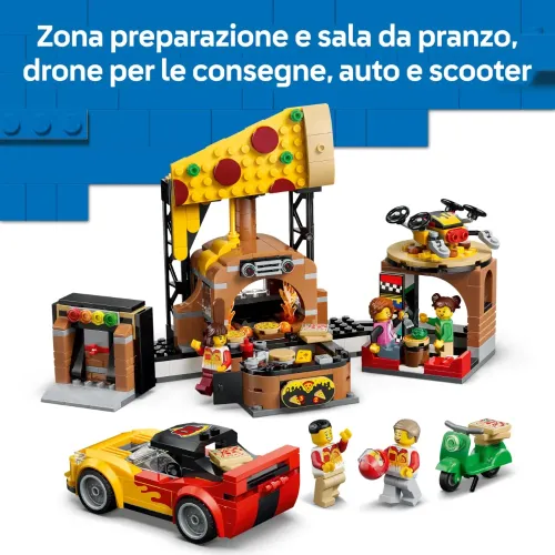 LEGO CITY CENTRO DI CONSEGNA PIZZE CON VEICOLI...