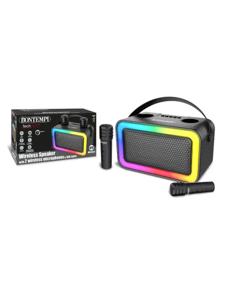 BONTEMPI CASSA WIRELESS CON 2 MICROFONI SENZA FILO E LUCI RGB (491045)