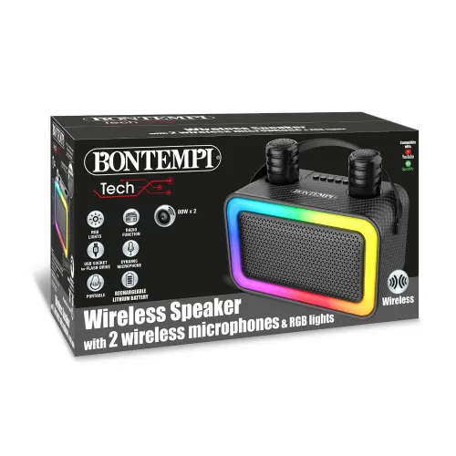 BONTEMPI CASSA WIRELESS CON 2 MICROFONI SENZA...