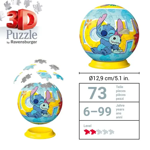 PUZZLEBALL 3D STITCH 72 PEZZI RAVENSBURGER (11596)