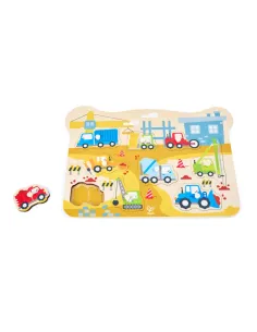 HAPE PUZZLE DEI VEICOLI IN LEGNO CON POMELLI (E1456)