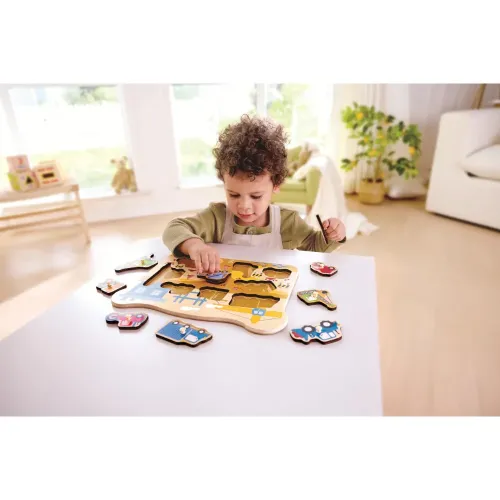 HAPE PUZZLE DEI VEICOLI IN LEGNO CON POMELLI...