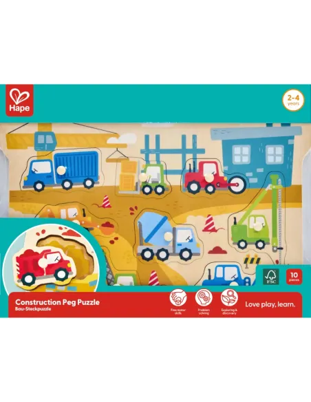 HAPE PUZZLE DEI VEICOLI IN LEGNO CON POMELLI (E1456)