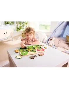 HAPE PUZZLE ANIMALI DELLA FATTORIA IN LEGNO CON POMELLI... 2