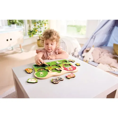HAPE PUZZLE ANIMALI DELLA FATTORIA IN LEGNO CON...