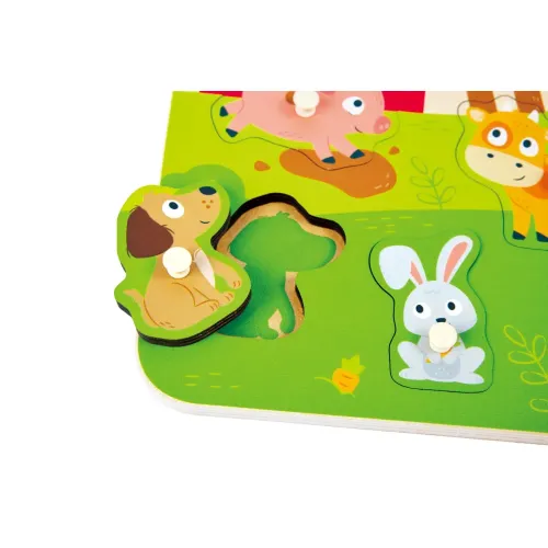HAPE PUZZLE ANIMALI DELLA FATTORIA IN LEGNO CON...