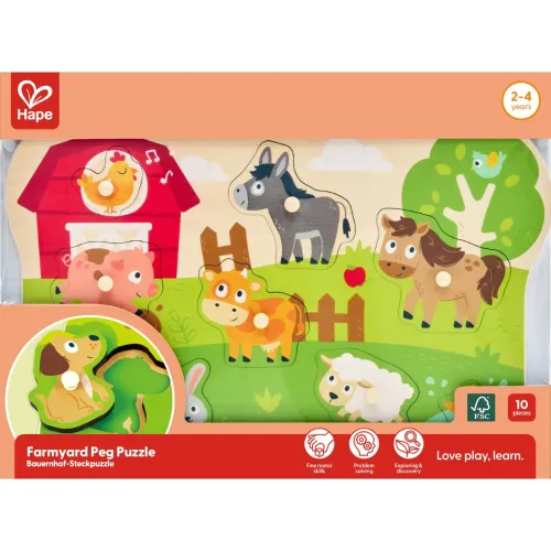 HAPE PUZZLE ANIMALI DELLA FATTORIA IN LEGNO CON...