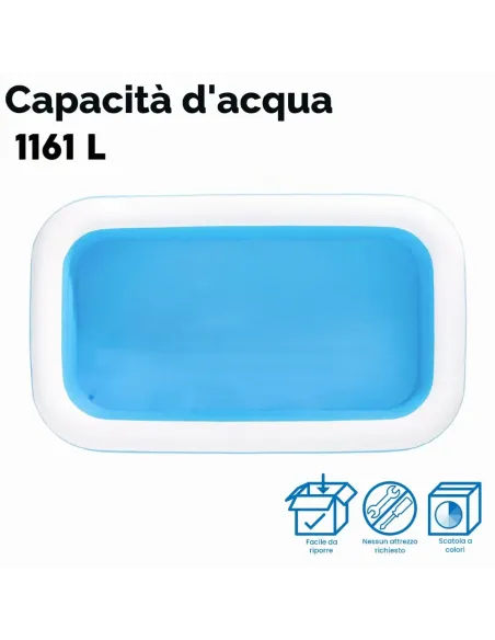 BESTWAY PISCINA GONFIABILE FAMILY RETTANGOLARE 305 X 183 X 56 CM (54009)