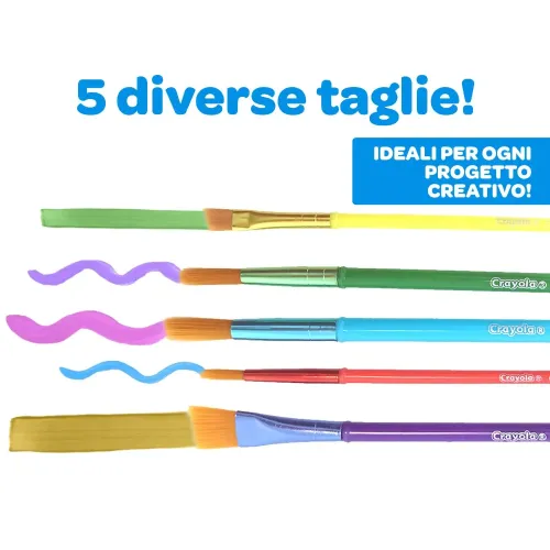 CRAYOLA SET 5 PENNELLI SETOLE MORBIDE TAGLIE...