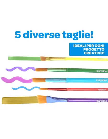 CRAYOLA SET 5 PENNELLI SETOLE MORBIDE TAGLIE ASSORTITE (3007)