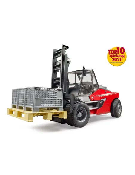BRUDER CARRELLO ELEVATORE LINDE HT160 CON PALLET E 3 GABBIE (02513)