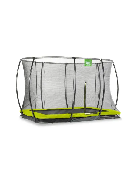 EXIT Silhouette ground trampoline 214x305cm with safety net - green Esterno Rettangolare Molla elicoidale Trampolino interrato